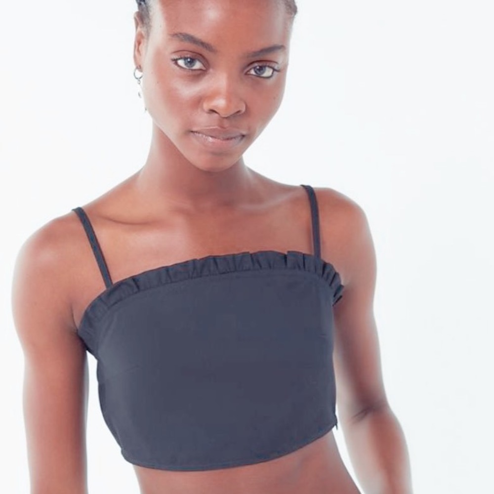 Urban Outfitters Black Ruffle Crop Top
